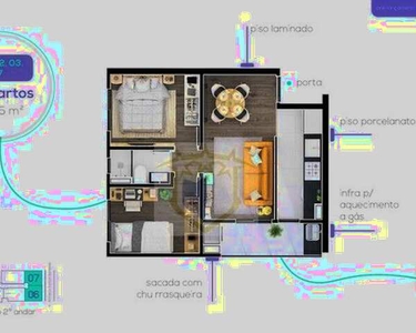 APARTAMENTO - CAPÃO RASO - 2 QUARTOS - 1 VAGA DE GARAGEM