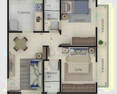 Apartamento com 2 dormitórios à venda, 60m² por R$ 315.000 - Santa Mônica - Uberlândia/MG