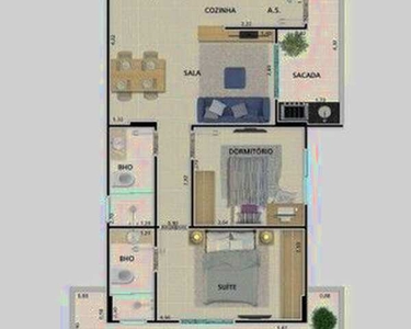Apartamento com 2 dormitórios à venda, 71 m² por R$ 377.042,00 - Guilhermina - Praia Grand
