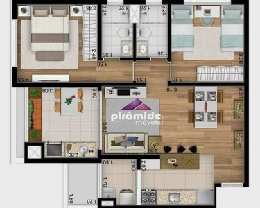Apartamento com 2 dormitórios à venda, 77 m² por R$ 384.096,31 - Jardim Britânia - Caragua