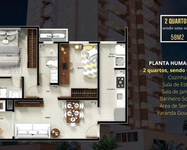 Apartamento com 2 quartos, Suíte e Varanda Gourmet no Santa Mônica com Área de Lazer Compl