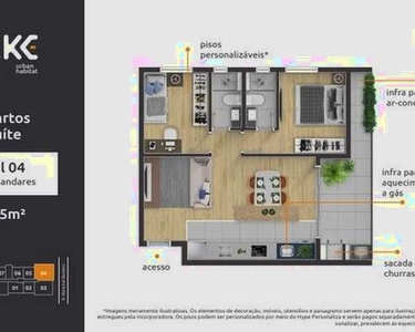 Apartamento para venda possui 51 metros quadrados com 2 quartos em Centro - Curitiba - PR