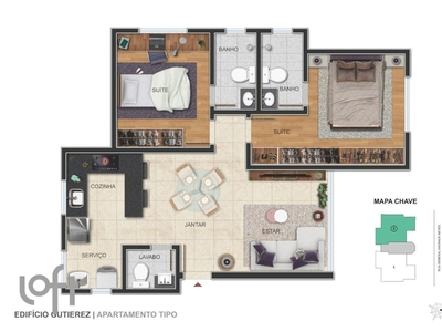 Apartamento à venda em Barroca com 61 m², 2 quartos, 2 suítes, 2 vagas
