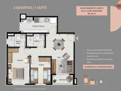 Apartamento com 2 quartos à venda no bairro Samambaia Sul, 60m²