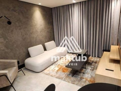 Flat com 1 dormitório para alugar, 43 m² por r$ 4.905,00/mês - centro - santo andré/sp