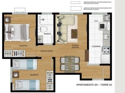 Apartamento na Planta para venda em São Paulo / SP, Cidade São Mateus, 2 dormitórios, 1 banheiro, 1 garagem