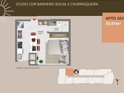 Studio em Ingleses do Rio Vermelho, Florianópolis/SC de 33m² 1 quartos à venda por R$ 315.000,00