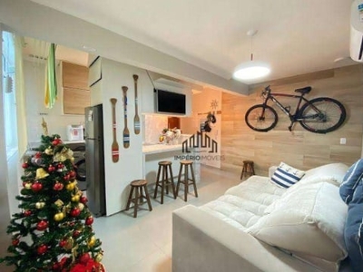Apartamento com 2 dormitórios à venda, 44 m² por r$ 400.000,00 - jardim astúrias - guarujá/sp