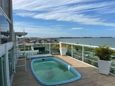 Cobertura vista mar com piscina e área goumert com 4 quartos, 600 m² - venda ou aluguel - jardim campomar - rio das ostras/rj