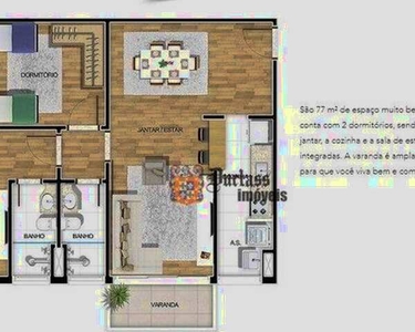 Apto com 2 dormitórios (1 suíte) à venda, 76 m² por R$ 447.000 - Com armários embutidos- A