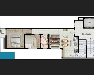 Cobertura com 2 dormitórios à venda, 86 m² por R$ 414.000 - Jardim Utinga - Santo André/SP