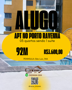 Apartamento em Calhau, São Luís/MA de 92m² 3 quartos para locação R$ 3.600,00/mes