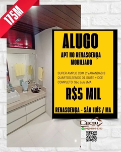 Apartamento em Jardim Renascença, São Luís/MA de 175m² 3 quartos para locação R$ 5.000,00/mes