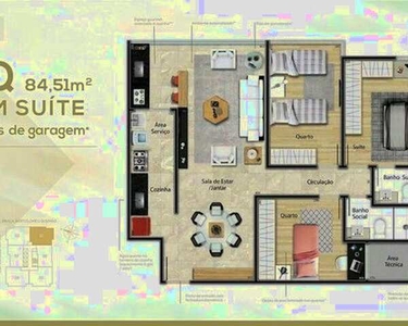 Apartamento 3 quartos sendo 1 suíte à venda, 84,51m² por R$ 543.000,00 - Jundiaí - Anápoli