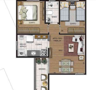 Apartamento com 2 quartos à venda no bairro Caiçaras, 46m²