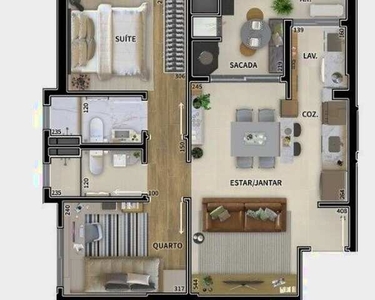 APARTAMENTO com 3 dormitórios à venda por R$ 559.049,48 no bairro Novo Mundo - CURITIBA