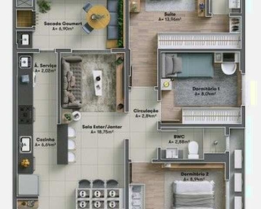 Apartamento de 1 suite + 2 dormitórios com negociação e entrada facilitada - Vila Operária