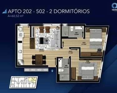 Apartamento para Venda em Florianópolis, Trindade, 2 dormitórios, 2 suítes, 3 banheiros, 1