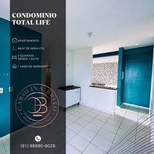 Condomínio Total Life Apartamento com 2 quartos sendo 1 suíte.