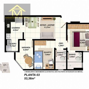 Apartamento com 2 quartos à venda no bairro Ataíde, 51m²