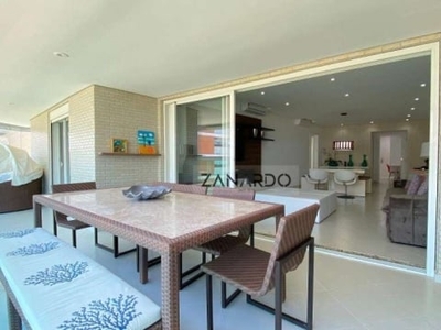 Apartamento com 4 suites + wc de empregada para alugar, 192 m² por r$ 27.428 p/mês - riviera de são lourenço - bertioga/sp