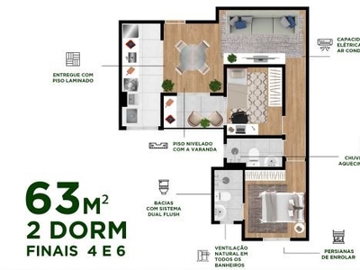 More no melhor do Urbanova - Apartamento a venda com 2 dormitórios suíte e varanda - 63m²