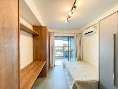 Studio semi-mobiliado, com 1 dormitório, varanda, cozinha, banheior, 1 vaga, à venda, 29,5 m² por r$ 590.000 - moema - são paulo/sp