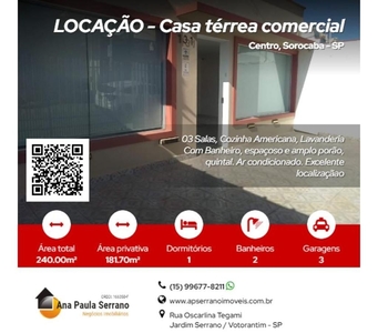 Casa térrea comercial para alugar em Sorocaba, no Centro