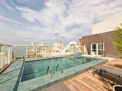 Apartamento a 50 metros da praia com 2 suítes e área de lazer, à venda, 82 m² por r$ 977.000 - aparecida - santos/sp