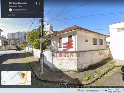 Terreno à venda, 468 m² por r$ 1.017.000,00 - vila belmiro - santos/sp