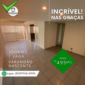 Nexthouse Vende Apartamento nas Graças - 3 Qtos suíte + Dependências - Prox Rua Amélia