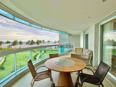 Apartamento vista mar e pé na grama de alto padrão, 4 suítes, 197 m² aluguel por r$ 25.000/mês - riviera de são lourenço - bertioga/sp