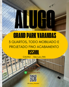 Apartamento em Calhau, São Luís/MA de 74m² 3 quartos para locação R$ 5.000,00/mes