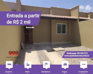 SI: Entrada a partir de R$ 2 mil: casa nova, 2 quartos, 2 banheiros, sala, coz, garagem, q