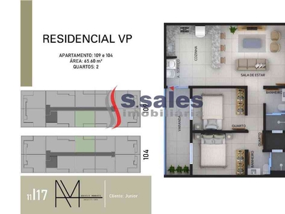 Apartamento com 2 quartos à venda no bairro Setor Habitacional Vicente Pires, 65m²