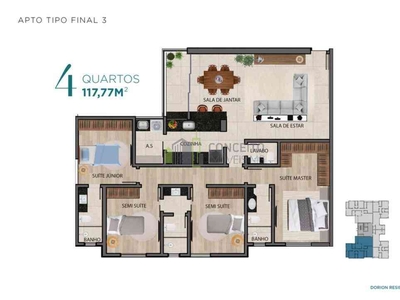 Apartamento com 4 quartos à venda no bairro Palmares, 178m²