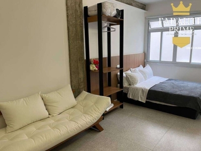 Apartamento studio com sala e quarto integrados porteira fechada mobiliado