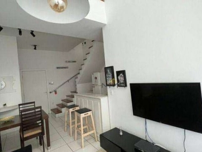 Duplex totalmente mobiliado para alugar, 70 m² - gonzaga - santos/sp