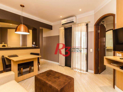 Flat com 1 dormitório à venda, 50 m² - gonzaga - santos/sp