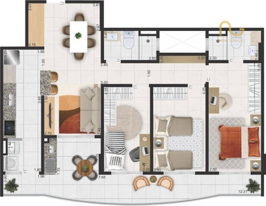 Apartamento em Campo da Aviação, Praia Grande/SP de 104m² 3 quartos à venda por R$ 785.126,55